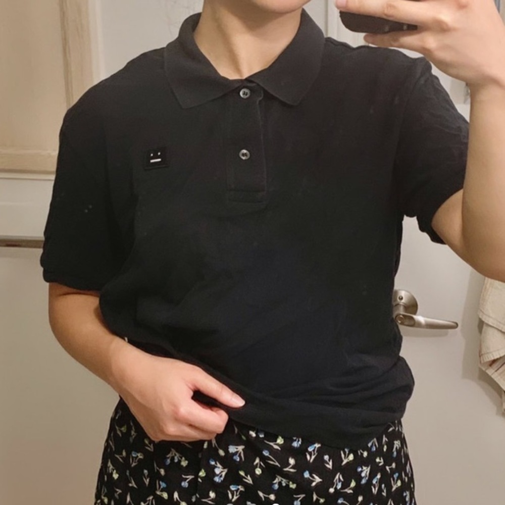 SOLD ACNE Studios Kolby dark navy/black polo shirt - Picture 3 of 6